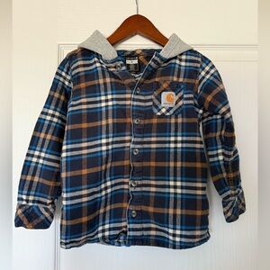 Carhartt Kids Blue and Brown Plaid Button Down Shirt